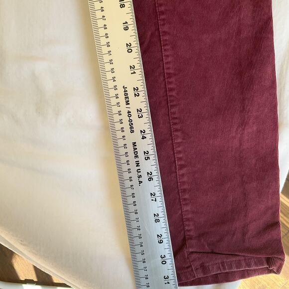 GAP Women Pants 27 TALL Burgundy Corduroy Button 32" Inseam Mid Rise Slim - Picture 7 of 11